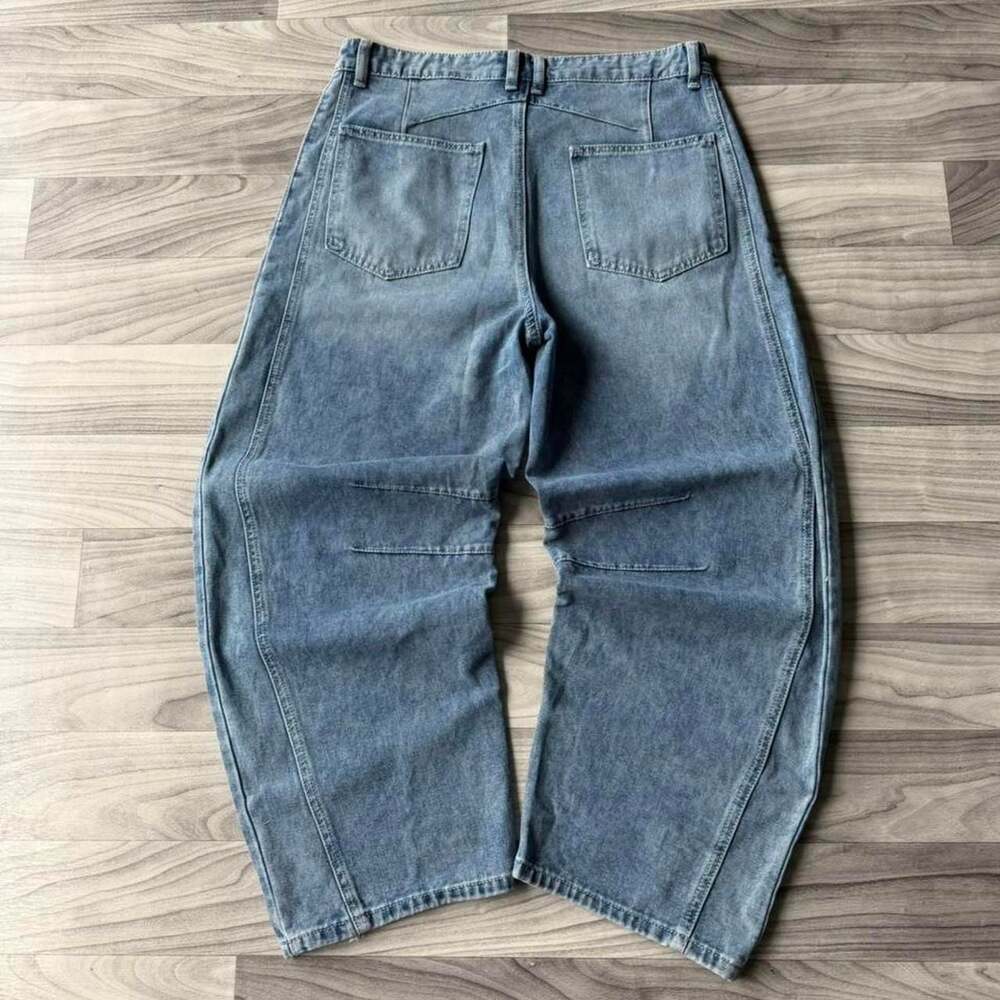 Vintage Y2K Baggy Wide Leg Stonewash Blue Jeans - Picture 3 of 5
